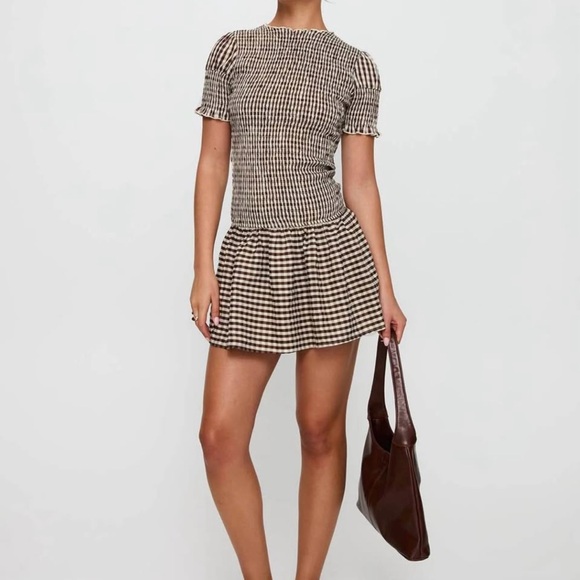 Princess Polly Dresses & Skirts - Princess Polly Brown Checkered Dress